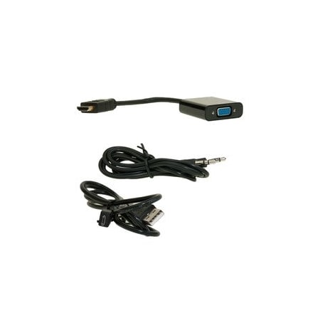 Cable Wholesale HDMI male to VGA female Adapter with Stereo Audio Support, Up to 1080P 1920 x 1080, Powered by 40H1-31410